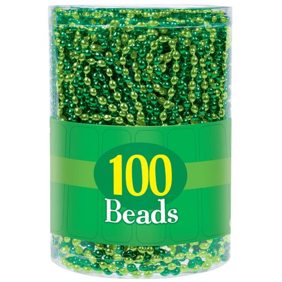 Picture of Amscan 393383 St. Patricks Day Bead Necklaces, Green, Pack Of 100 Necklaces