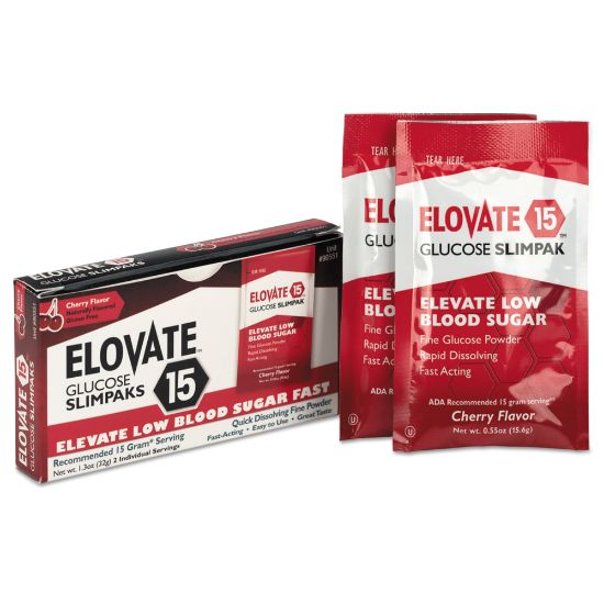 Picture of First Aid Only Elovate Glucose SlimPak Refill For SmartCompliance General Business Cabinets, 0.55 Oz, Box Of 2 Packs