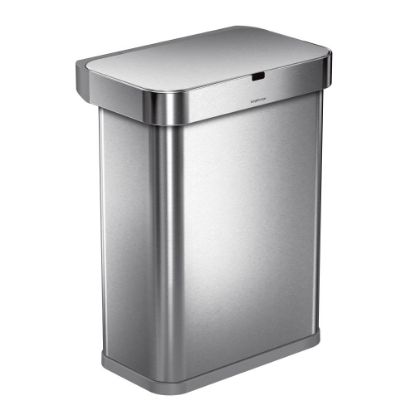 Picture of simplehuman Voice And Motion Sensor Garbage Can, 15.3 Gallons, Stainless Steel