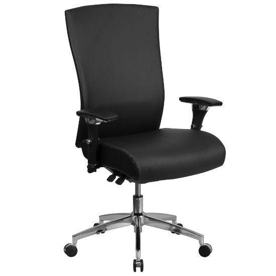 Picture of Flash Furniture HERCULES Series 24/7 Intensive-Use Ergonomic High-Back Executive Multifunction Office Chair With Seat Slider And Adjustable Lumbar, Black LeatherSoft/Gray