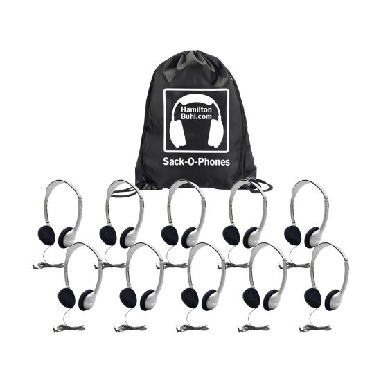 Picture of HamiltonBuhl HA2 Sack-O-Phone Headphones, Silver, Pack Of 10