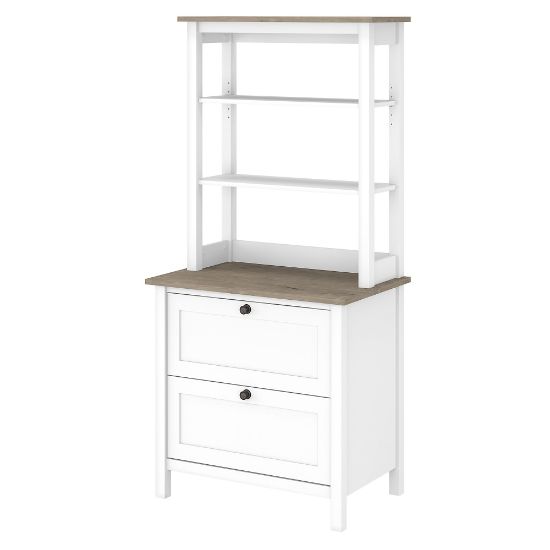 Picture of Bush Business Furniture Mayfield 66inH Bookcase With Drawers, Pure White/Shiplap Gray, Standard Delivery