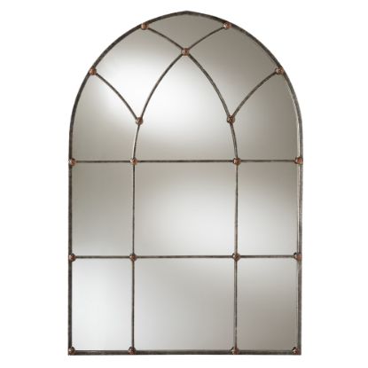 Picture of Baxton Studio Arched Window Accent Wall Mirror, 47-1/16in x 31-7/8in, Antique Silver