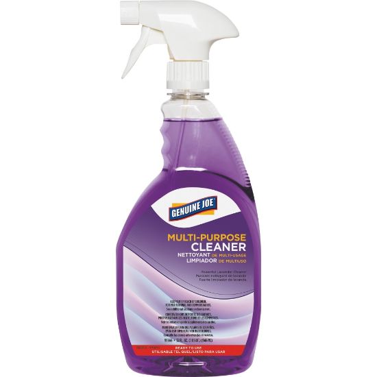 Picture of Genuine Joe Multi-purpose Cleaner - For Kitchen - Ready-To-Use - 32 fl oz (1 quart) - Lavender Scent - 1 Each - Deodorize, Long Lasting, Butyl-free, Phosphate-free - Purple