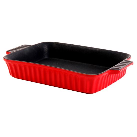 Picture of Crock-Pot Denhoff Non-Stick Ribbed Casserole Dish, 10in, Red