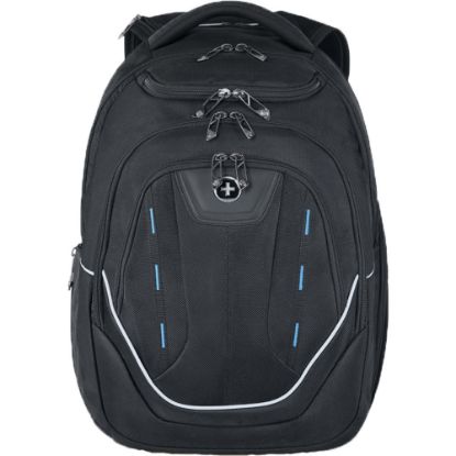 Picture of SwissDigital Terabyte Business Backpack With 15.6in Laptop Pocket, Black/Blue