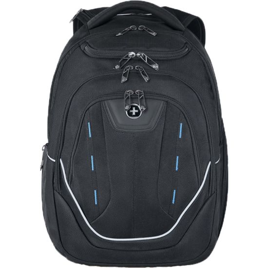 Picture of SwissDigital Terabyte Business Backpack With 15.6in Laptop Pocket, Black/Blue