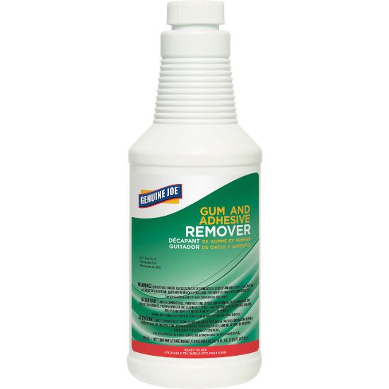 Picture of Genuine Joe Gum and Adhesive Remover - For Carpet - Ready-To-Use - 16 fl oz (0.5 quart) - 1 Each - White