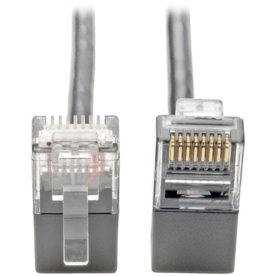 Picture of Tripp Lite Cat6 Gigabit Patch Cable Snagless Right-Angle UTP Slim Gray 1ft - 128 MB/s - Patch Cable - 1 ft - 1 x RJ-45 Male Network - 1 x RJ-45 Male Network - Gray