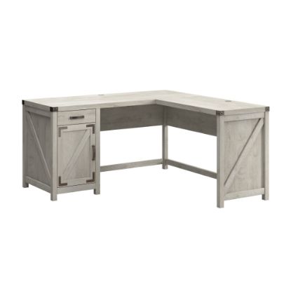 Picture of Bush Furniture Knoxville 60inW L-Shaped Corner Desk With Drawer And Storage Cabinet, Cottage White, Standard Delivery