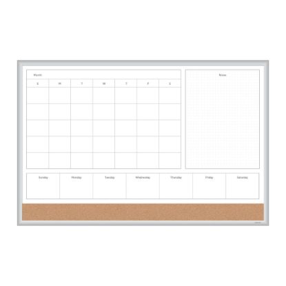 Picture of U Brands 4N1 Magnetic Dry-Erase Combo Board, 36in X 24in, Silver Alumimum Frame, Actual Size 35in X 23in (3891U00-01)