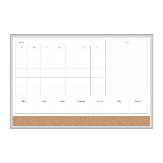 Picture of U Brands 4N1 Magnetic Dry-Erase Combo Board, 36in X 24in, Silver Alumimum Frame, Actual Size 35in X 23in (3891U00-01)