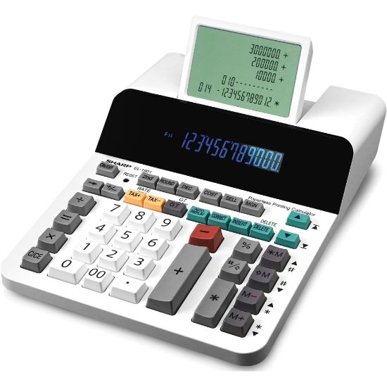 Picture of Sharp EL-1901 Digital Printing Calculator, White