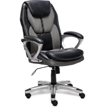 Picture of Serta Works Bonded Leather/Mesh High-Back Office Chair, Opportunity Gray/Silver