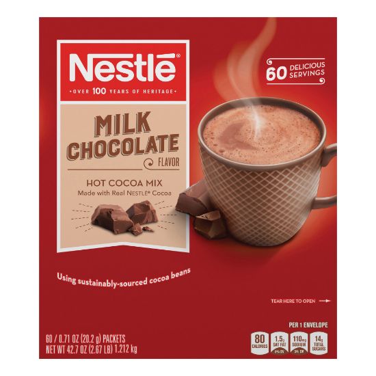 Picture of Nestle Milk Chocolate Hot Cocoa Mix, 0.71 Oz, Box Of 60 Packets