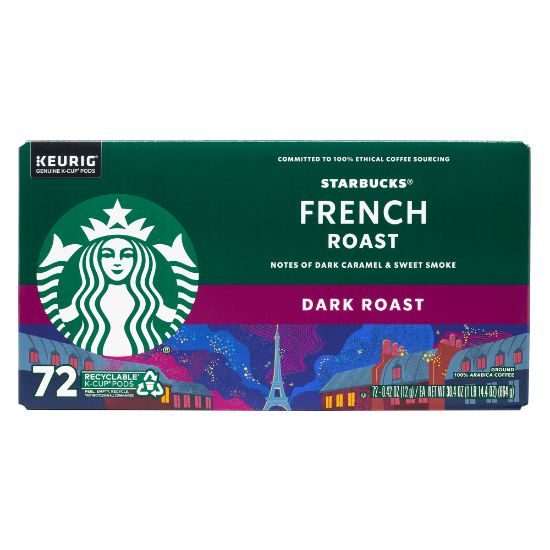 Picture of Starbucks French Roast Dark Roast K-Cup Pods, Pack Of 72 Pods