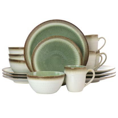 Picture of Gibson Elite Moonstruck 16-Piece Ceramic Dinnerware Set, Green