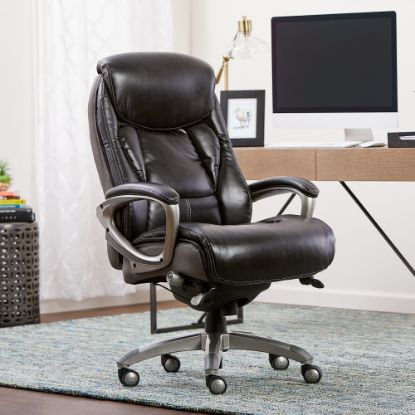 Picture of Serta Works Bonded Leather/Mesh High-Back Office Chair With Smart Layers Technology, Opportunity Gray/Black/Silver