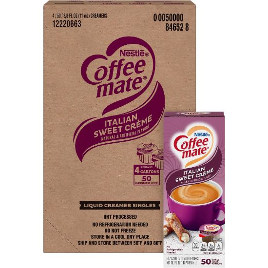 Picture of Coffee mate Italian Sweet Creme Liquid Creamer Singles - Italian Sweet Creme Flavor - 0.38 fl oz (11 mL) - 200/Carton - 200 Serving