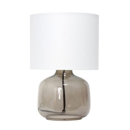 Picture of Simple Designs Glass Table Lamp, 13-3/4inH, White Shade/Smoke Gray Base