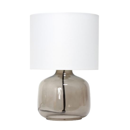 Picture of Simple Designs Glass Table Lamp, 13-3/4inH, White Shade/Smoke Gray Base