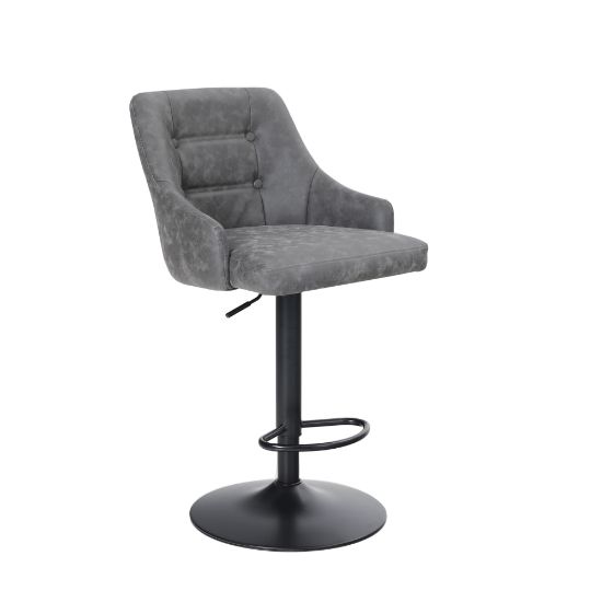 Picture of ALPHA HOME Adjustable Swivel PU Leather Breakfast Bar Stool With Back, Gray/Black