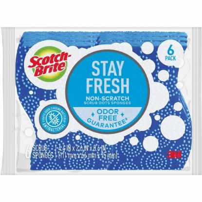 Picture of Scotch-Brite Scrub Dots Non-Scratch Sponge - 4.8in Height x 6.5in Width x 2.5in Depth - 24/Carton - Blue