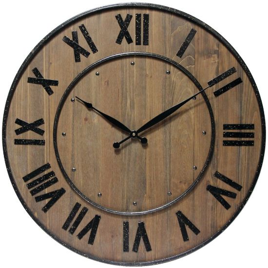 Picture of Infinity Instruments Wine Barrel 24in Round Wall Clock, Brown