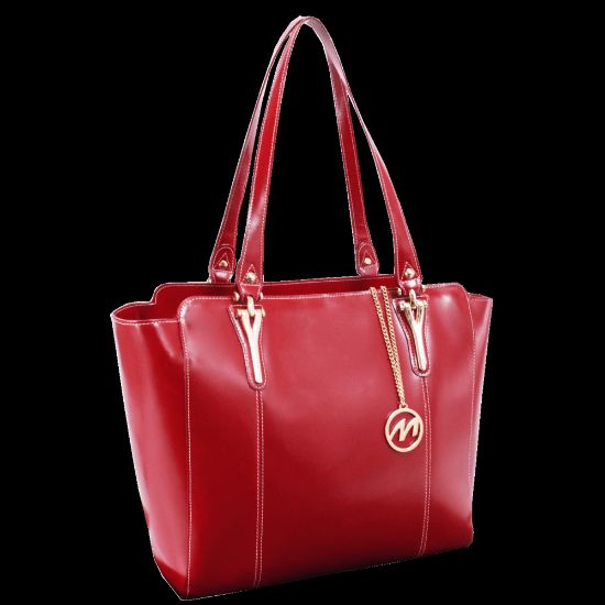 Picture of McKleinUSA M Series ALICIA Leather Shoulder Tote, 14inH x 6inW x 13inD, Red