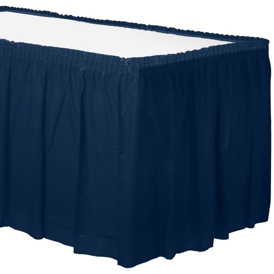 Picture of Amscan Plastic Table Skirts, True Navy, 21' x 29in, Pack Of 2 Skirts