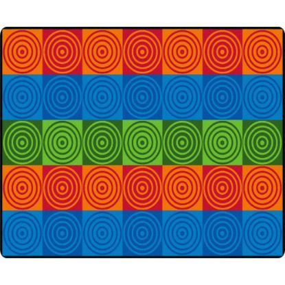 Picture of Flagship Carpets Bulls-Eye Block, Rectangle, 10ft 9in x 13ft 2in, Multicolor