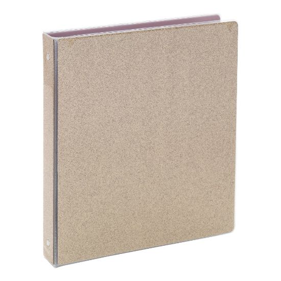 Picture of Office Depot Brand Fashion 3-Ring Binder, 1in Round Rings, Gold Glitter