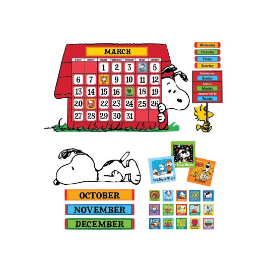 Picture of Eureka Peanuts Calendar Bulletin Board Set, 34in x 24in, Multicolor