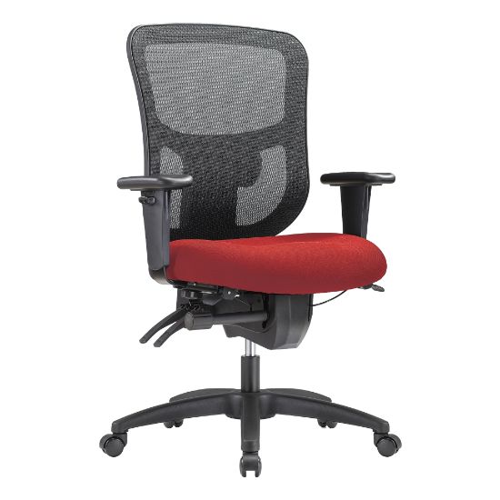 Picture of WorkPro 9500XL Series Big & Tall Ergonomic Mesh/Premium Fabric Mid-Back Chair, Black/Cherry, BIFMA Compliant