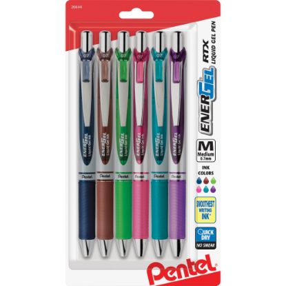 Picture of EnerGel Liquid Steel Tip Gel Pens, Pack Of 6, Medium Point, 0.7 mm, Assorted Colors