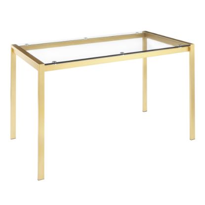 Picture of LumiSource Fuji Industrial Dining Table, 29-3/4inH x 50-1/4inW x 27-3/4inD, Gold/Clear