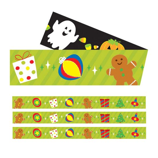 Picture of Carson Dellosa Education Straight Borders, Halloween/Holiday 2-Sided, 36ft Per Pack, Set Of 3 Packs