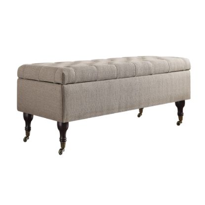 Picture of Elle Collete Tufted Bench With Storage, French Gray/Brown