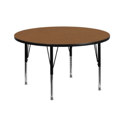 Picture of Flash Furniture 42in Round Thermal Laminate Activity Table With Short Height-Adjustable Legs, Oak