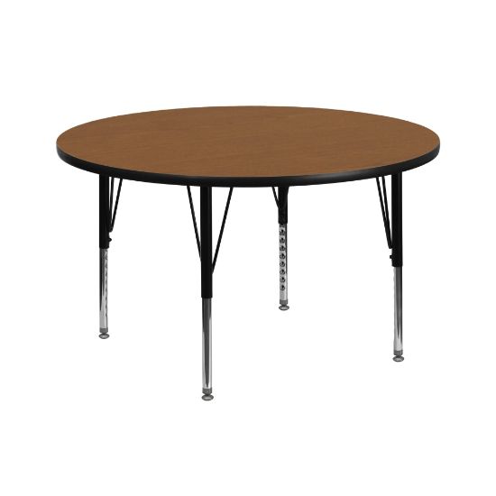 Picture of Flash Furniture 42in Round Thermal Laminate Activity Table With Short Height-Adjustable Legs, Oak