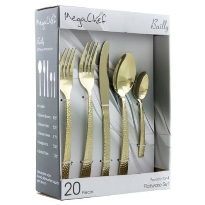 Picture of MegaChef Baily 20-Piece Stainless-Steel Flatware Set, Light Gold