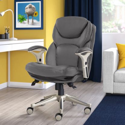 Picture of Serta Works Bonded Leather Mid-Back Office Chair With Back In Motion Technology, Opportunity Gray/Silver