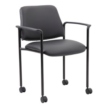 Picture of Boss Office Products Caressoft Square Back Stacking Chair with Antimicrobial Protection, Black