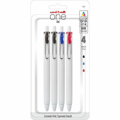 Picture of uni ONE Gel Pens, Pack Of 4, Medium Point, 0.7 mm, Assorted Colors