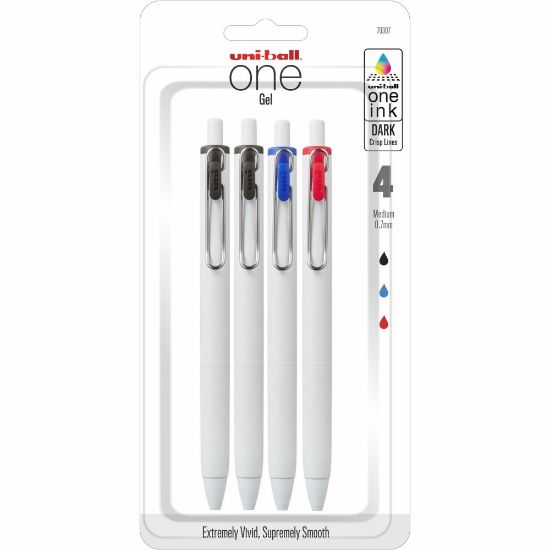 Picture of uni ONE Gel Pens, Pack Of 4, Medium Point, 0.7 mm, Assorted Colors