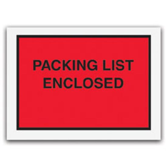 Picture of Tape Logic "Packing List Enclosed" Envelopes, Full Face, Red, 4 1/2in x 6in Pack Of 1,000