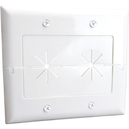 Picture of DataComm 45-0027-WH 2-Gang Split Plate with Flexible Opening ((White) - 2-gang - White