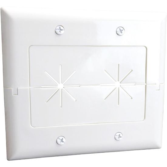 Picture of DataComm 45-0027-WH 2-Gang Split Plate with Flexible Opening ((White) - 2-gang - White