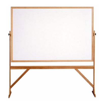 Picture of Ghent 2-Sided Dry-Erase Whiteboard, 78 1/8in x 77 1/4in, Wood Frame With Brown Finish