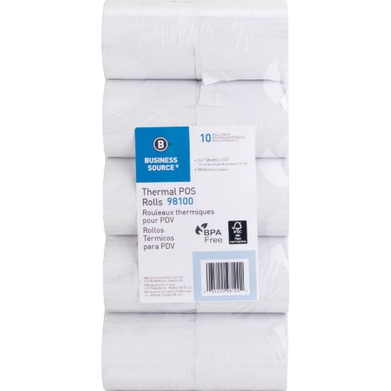 Picture of Business Source Thermal Paper - White - 3 1/8in x 230 ft - 10 / Pack